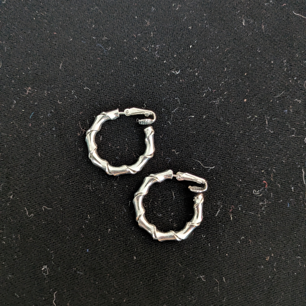 Silver Bamboo Hoop Earrings